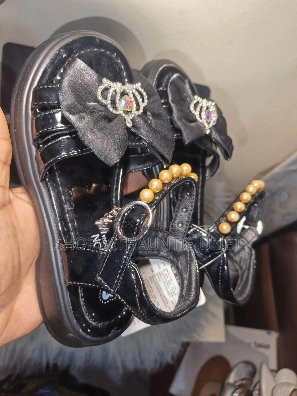 Black Glossy Princess Sandals