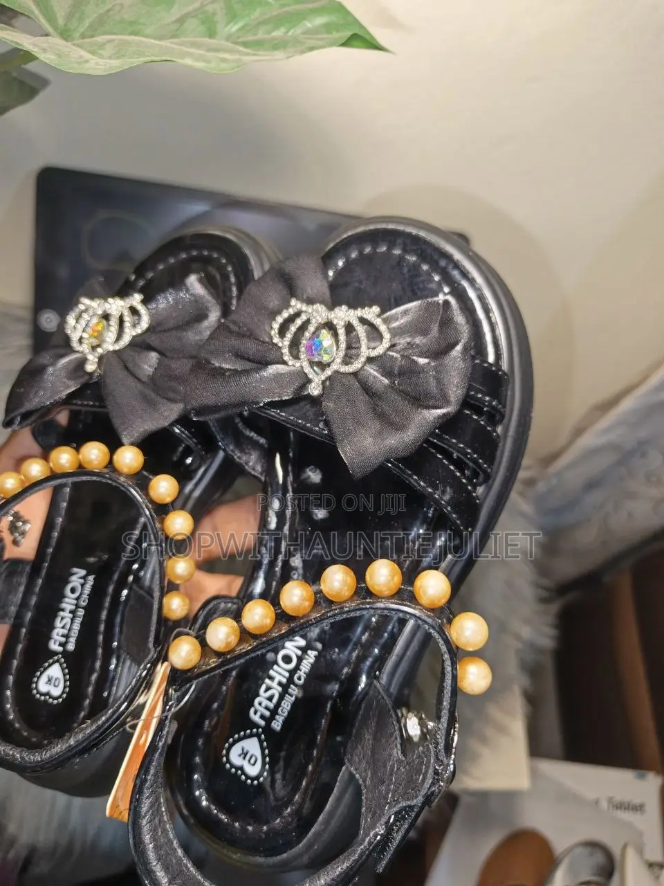 Black Glossy Princess Sandals