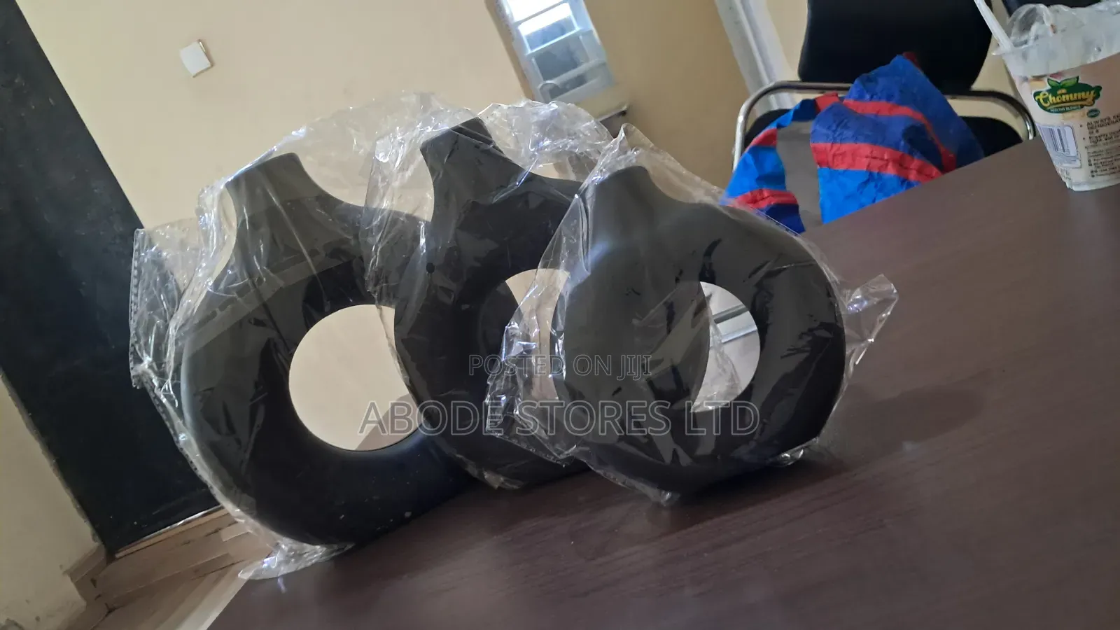 3 PC Set Black Plastic Donut Vase