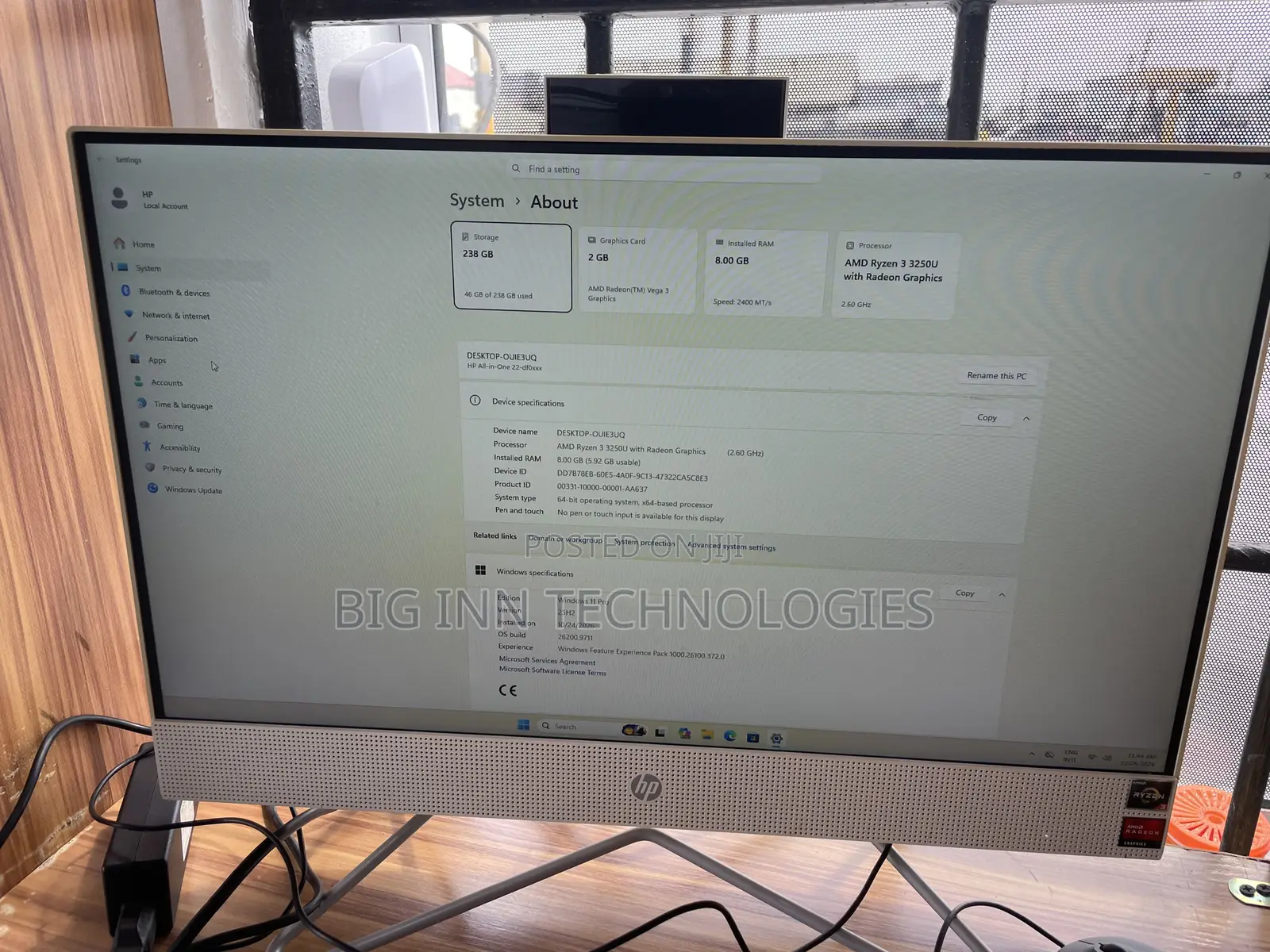 Desktop Computer HP 8GB AMD Ryzen 3 SSD 256GB
