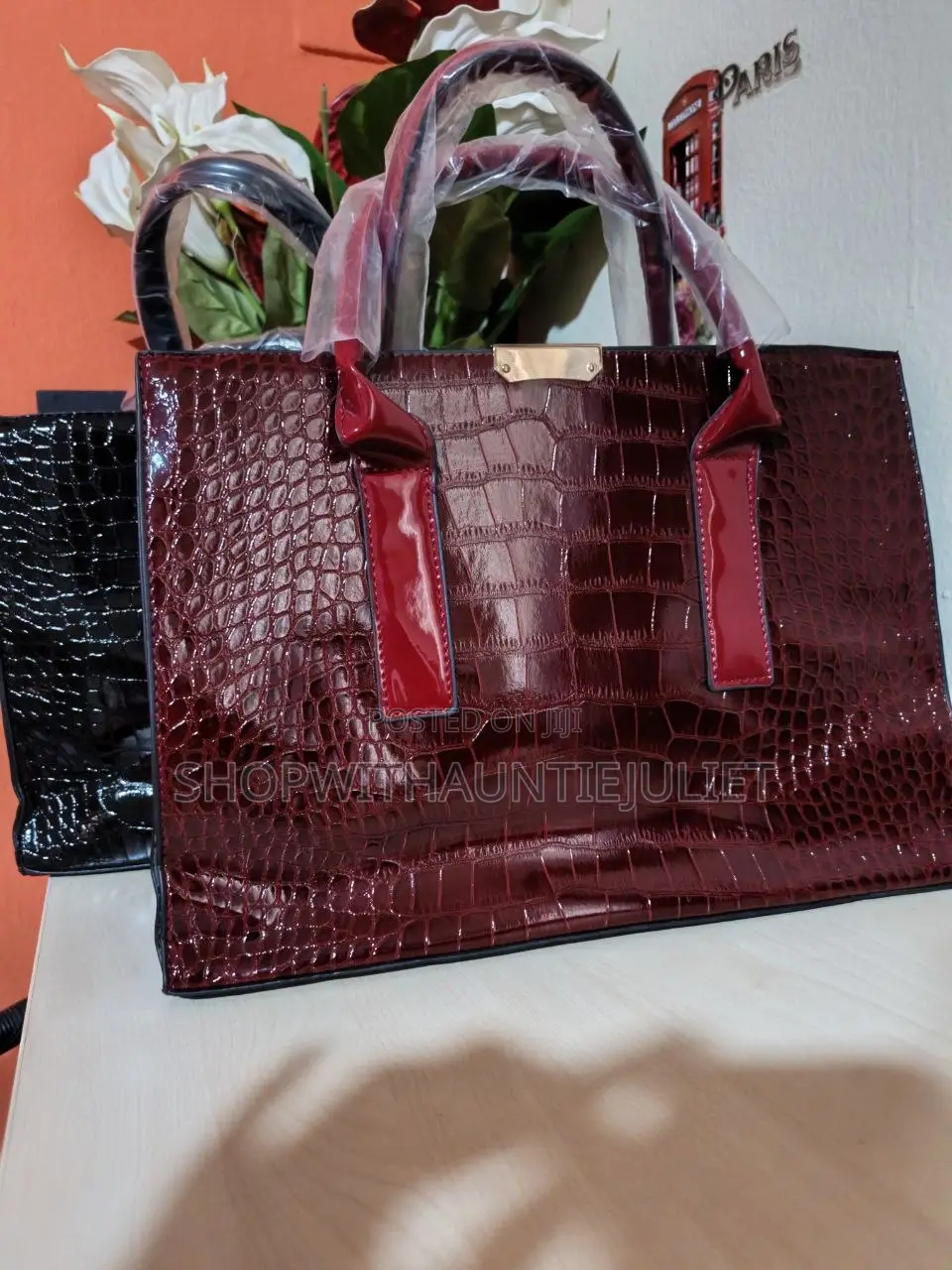 Noir Croc Handbag
