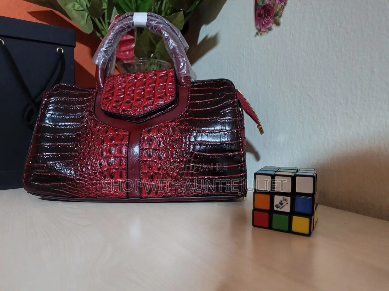 The Crimson Croc Handbag