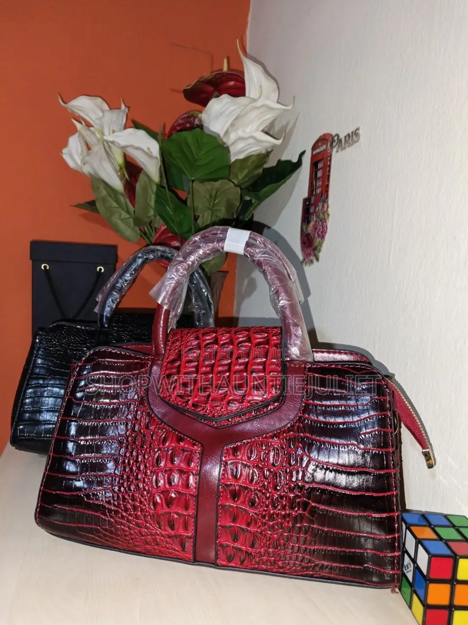 The Crimson Croc Handbag
