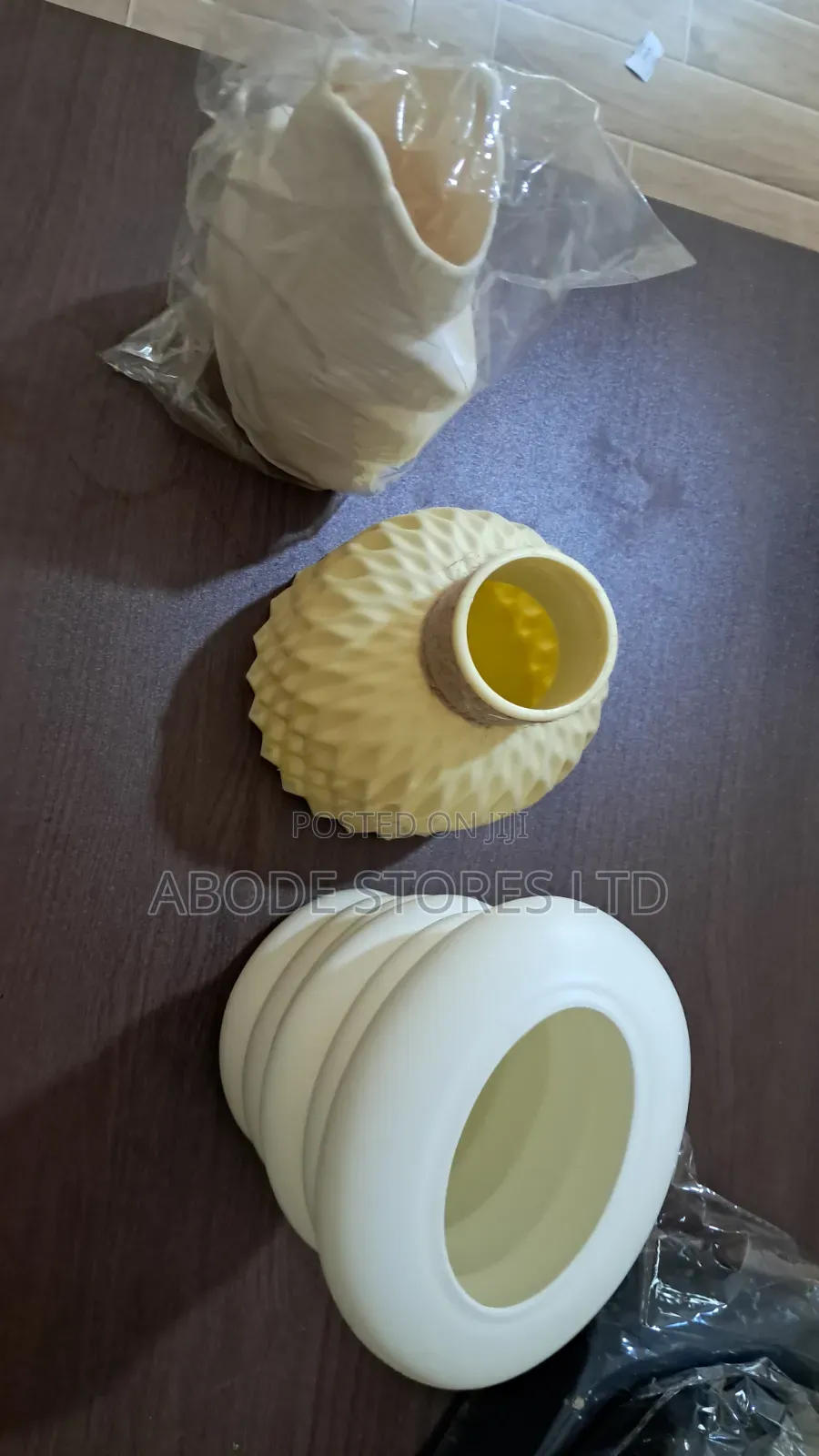 3 Pieces Set White Plastic Decorative Flower Vase