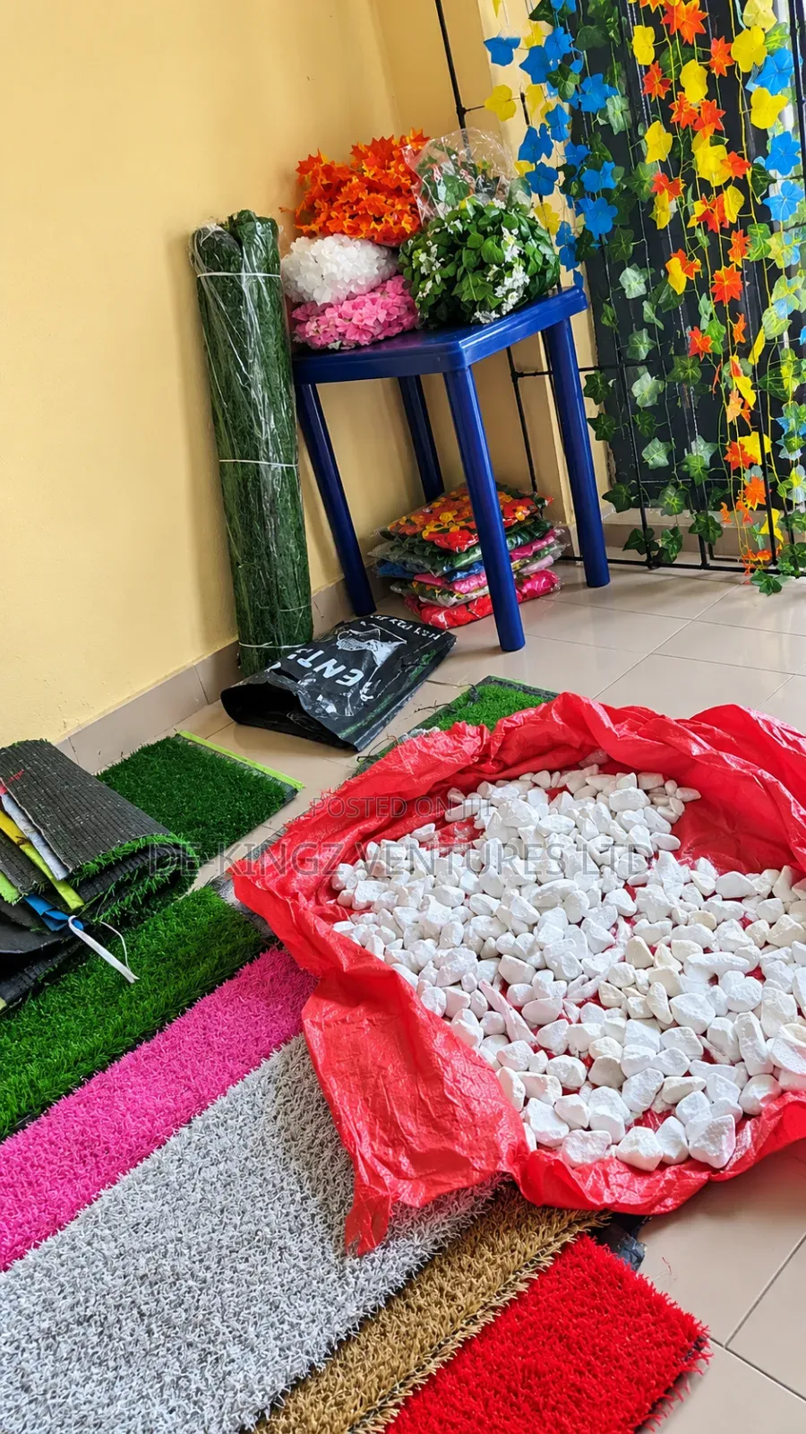 Decorative White Stone, Artificial Grass, Flowers & Decorations