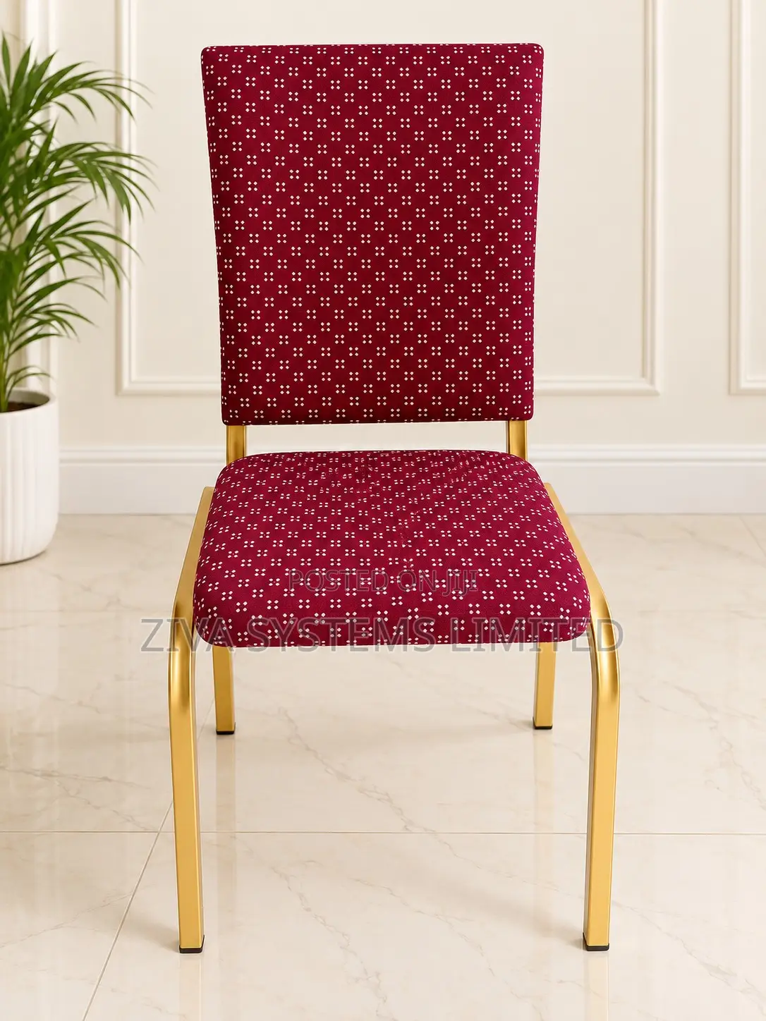 Luxury Gold Frame Banquet Chairs for Rent in Abuja – Blue & Burgundy