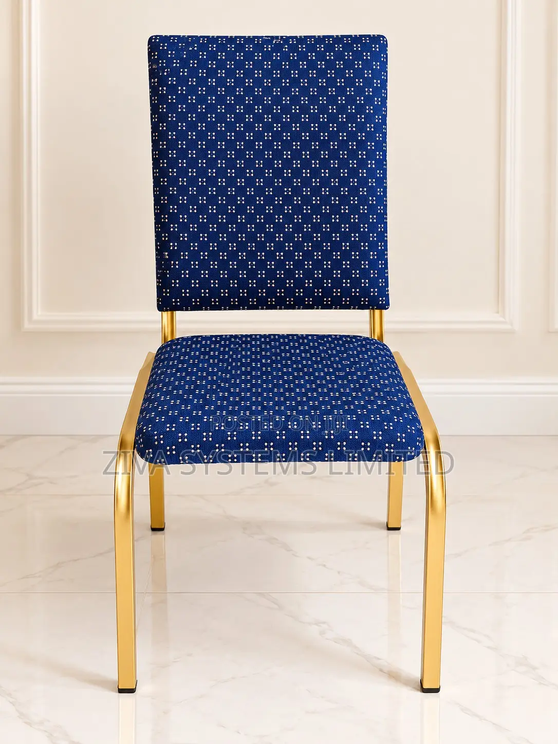 Luxury Gold Frame Banquet Chairs for Rent in Abuja – Blue & Burgundy