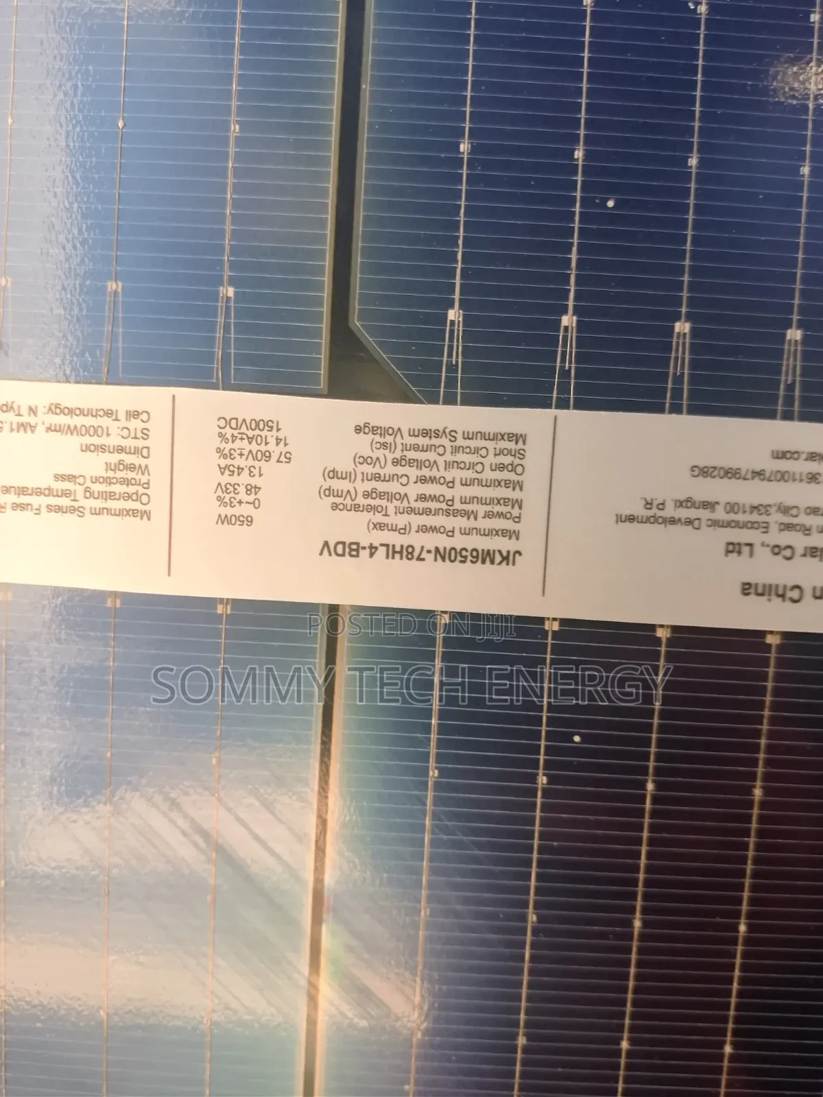 650 Jinko Biaficial Panels
