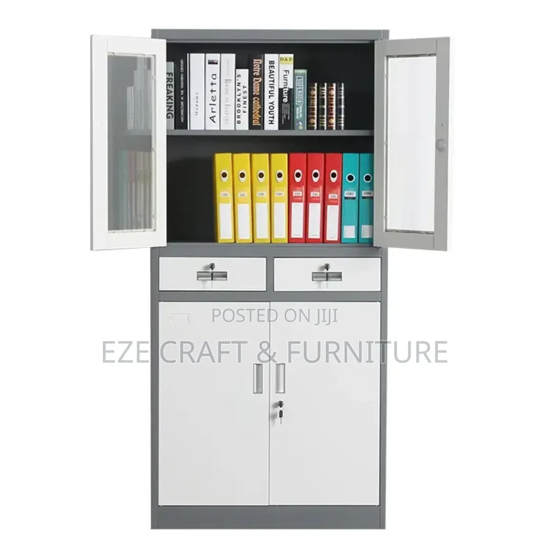 Double Color Bookshelf With Drawers