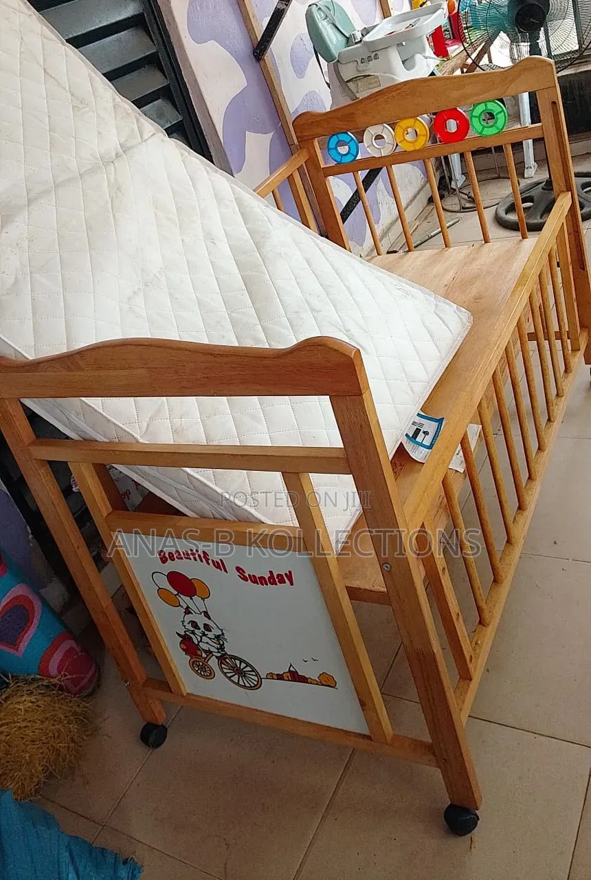 Baby Foreign Wooden Cot With Foam