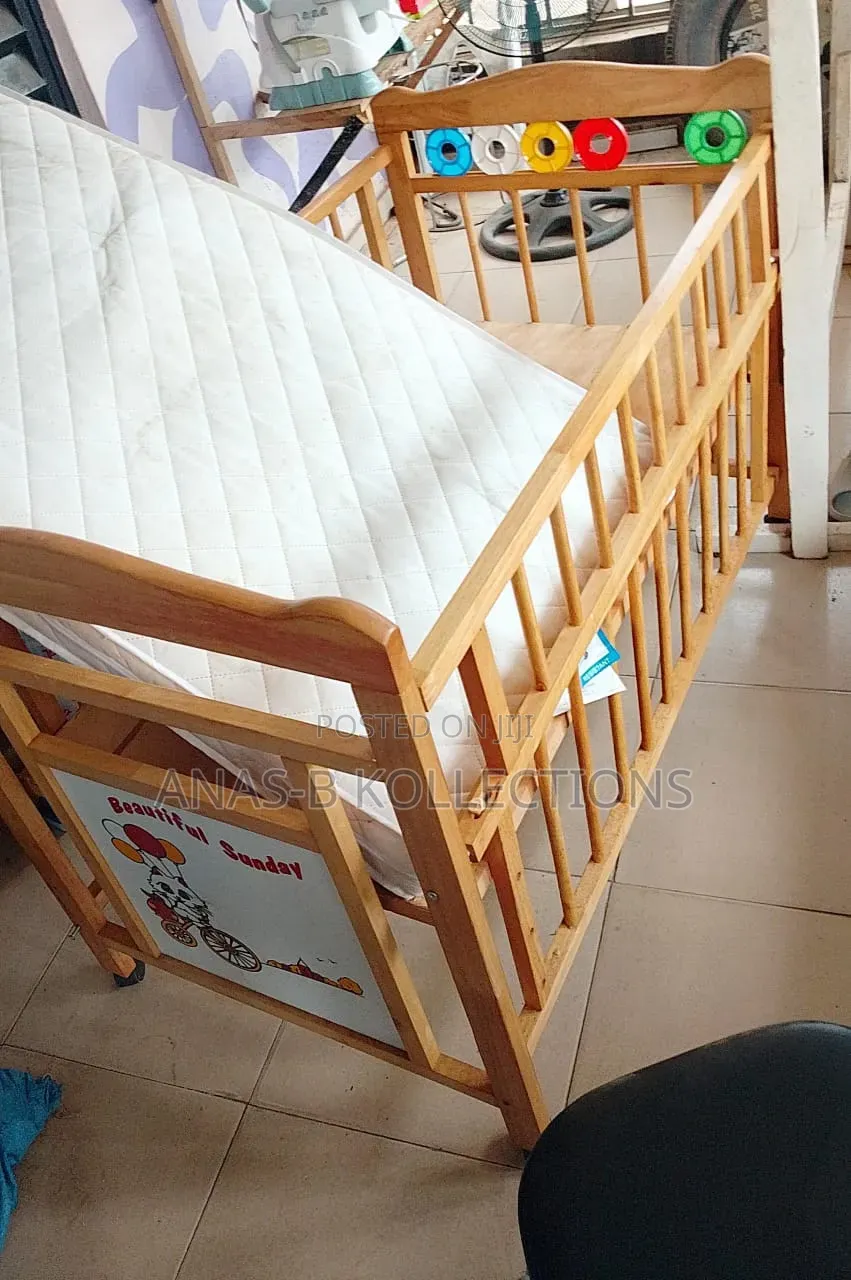 Baby Foreign Wooden Cot With Foam