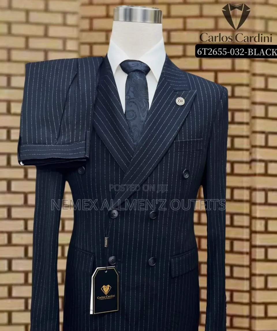 Quality Black Striped Suit