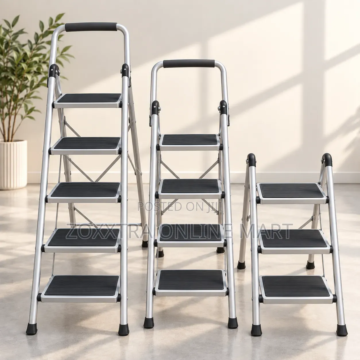Grey-Coloured Foldable Big Size Heavyweight Ladder