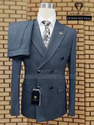 Striped Grey Double Breasted Suit