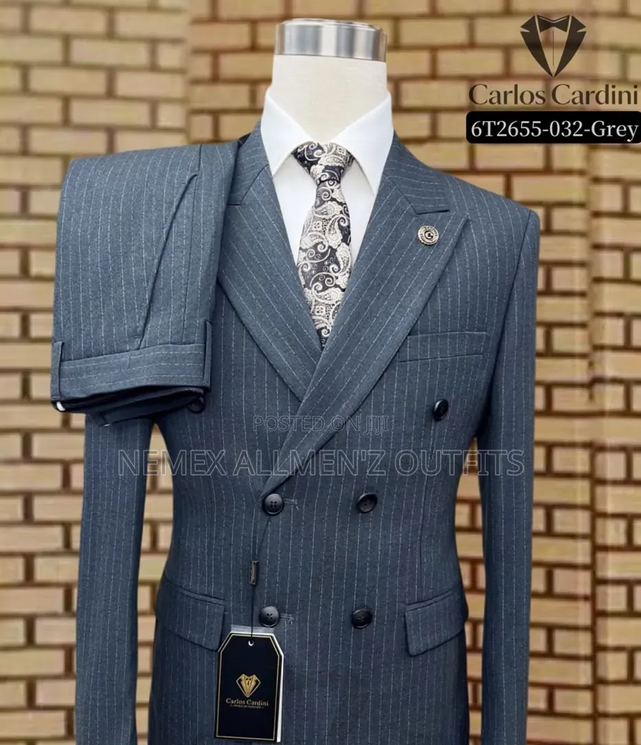 Striped Grey Double Breasted Suit