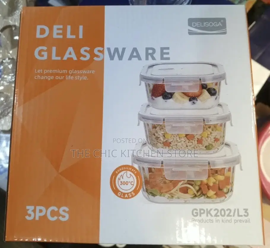 3pcs Airtight Borosilicate Glass Food Storage Container