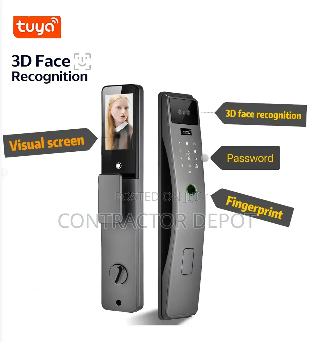 Tuya Smart Aluminum Alloy Fingerprint & 3D Face Recognition Lock
