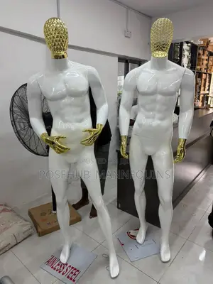 White and Black Fiber Man With Net and Stone Head