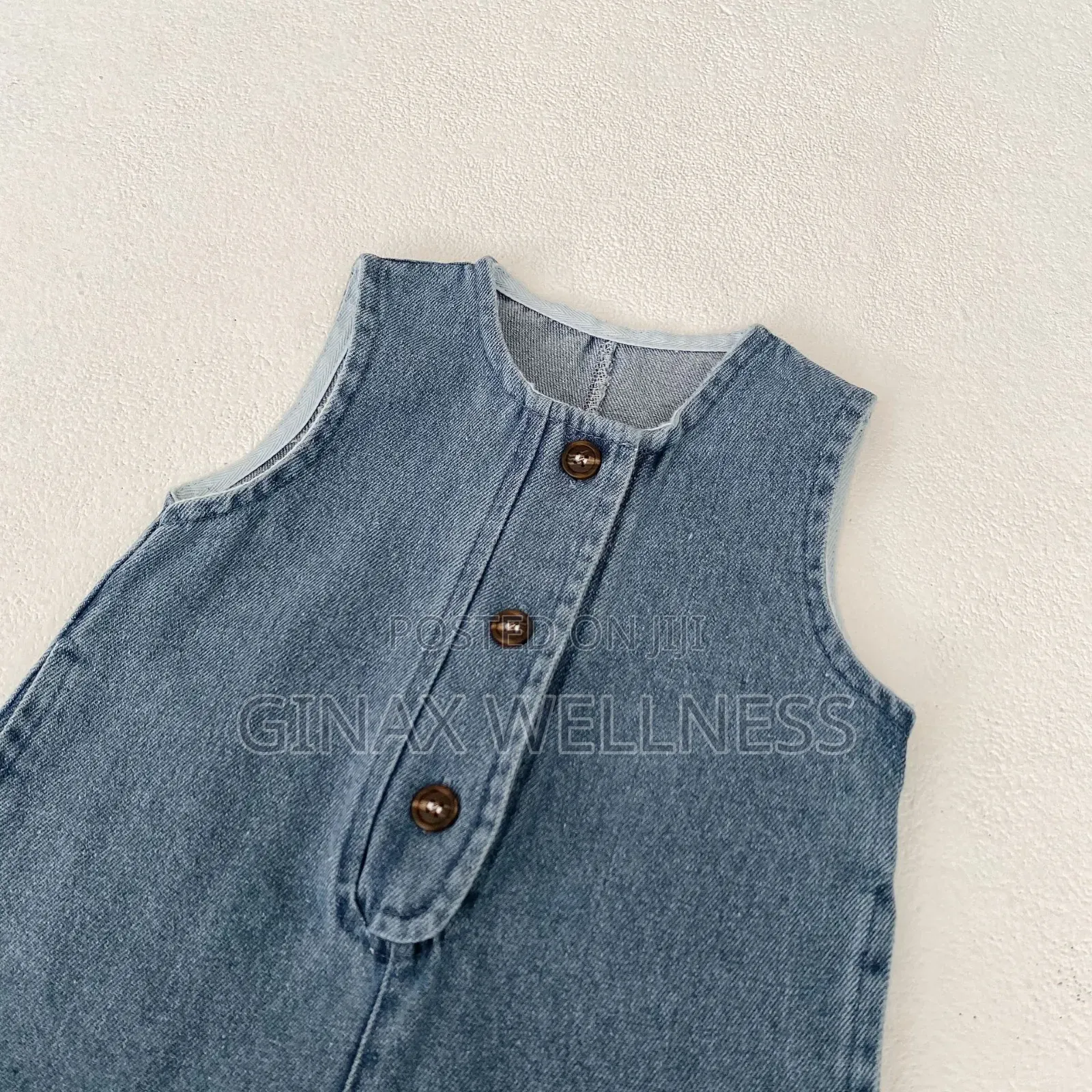 Babies Blue Denim Sleeveless Dungaree Jumpsuit (0–3 Months)