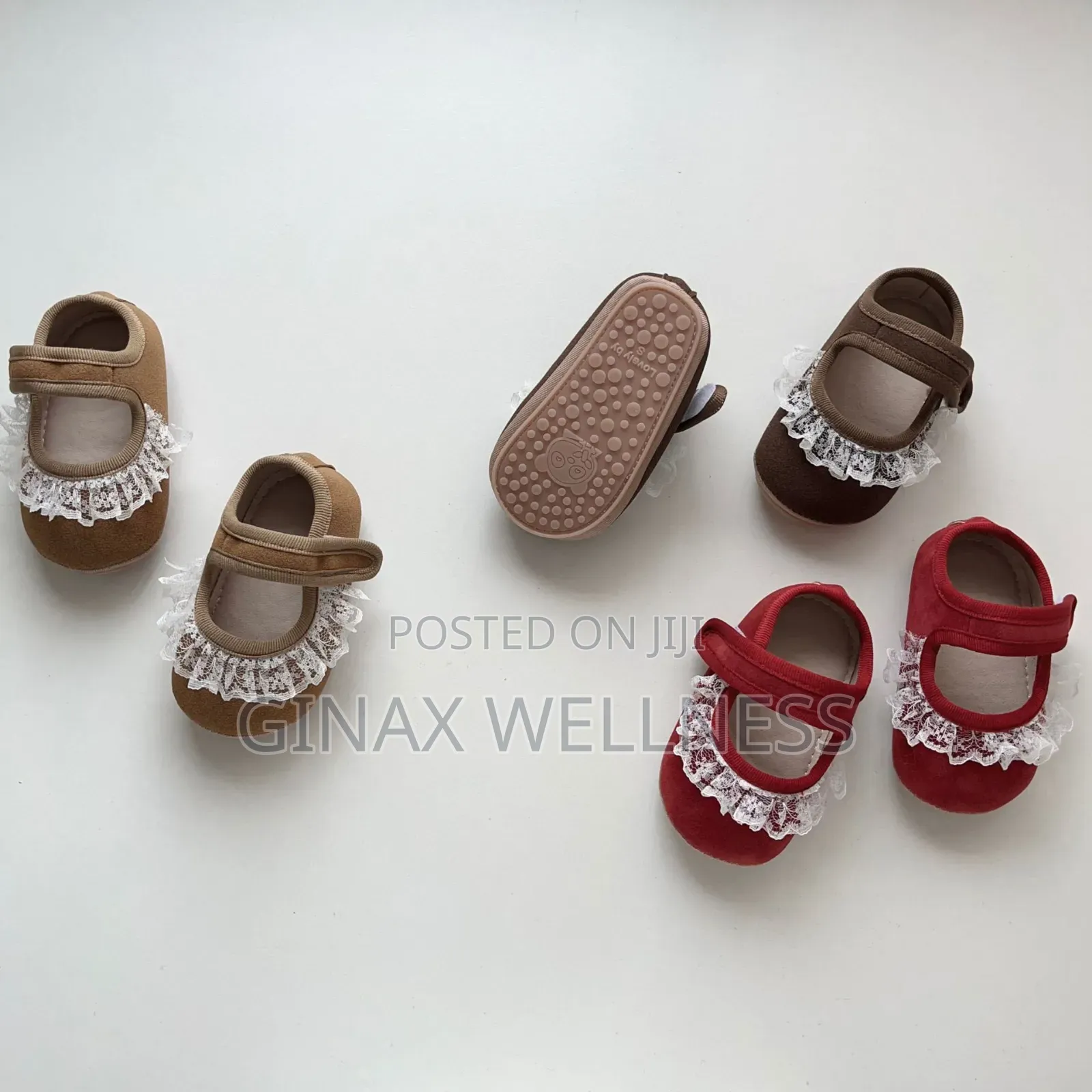 Baby Girls' Lace Mary Jane Shoes With Adjustable Strap and Soft Sole