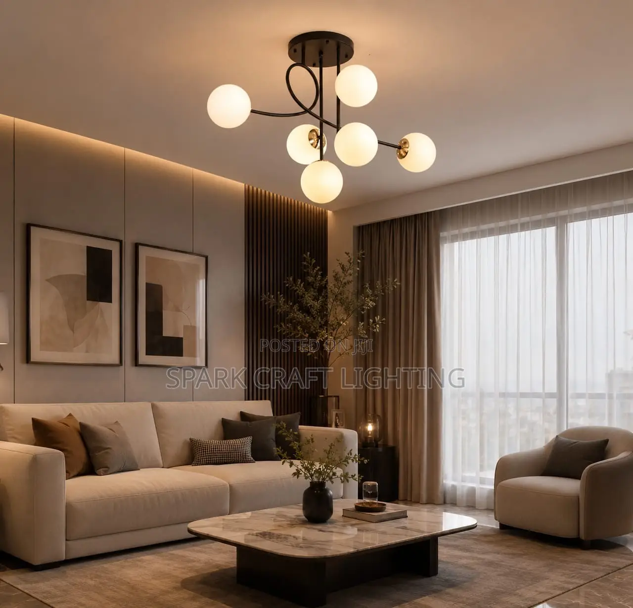 Modern 6-Light Glass Globe Chandelier – Luxury Pendant Light