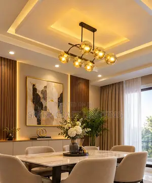 Modern 6-Light Glass Globe Dining Chandelier – Luxury Pendant Light