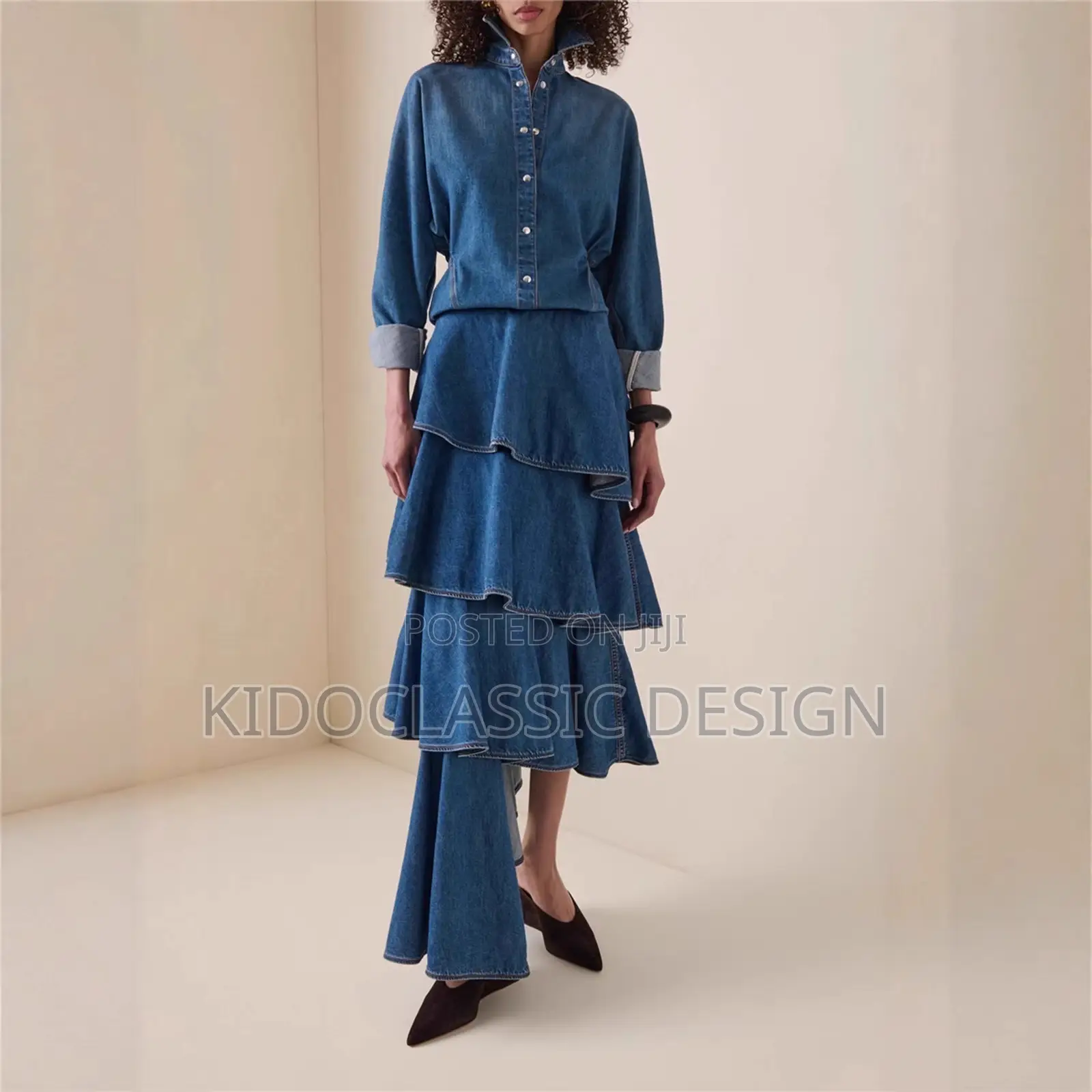 Women Denim Jeans Dress Gown