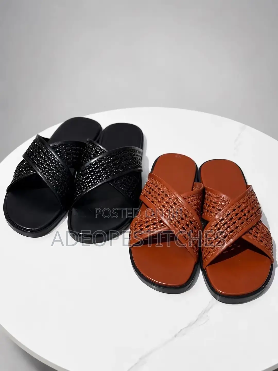 Hand Woven Leather Slide
