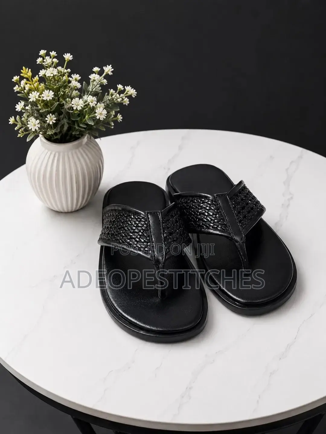 Hand Woven Leather Slide