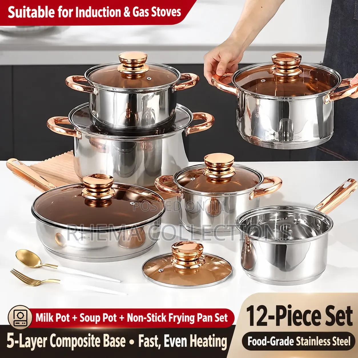 Premium 12-Piece Stainless Steel Pot Set