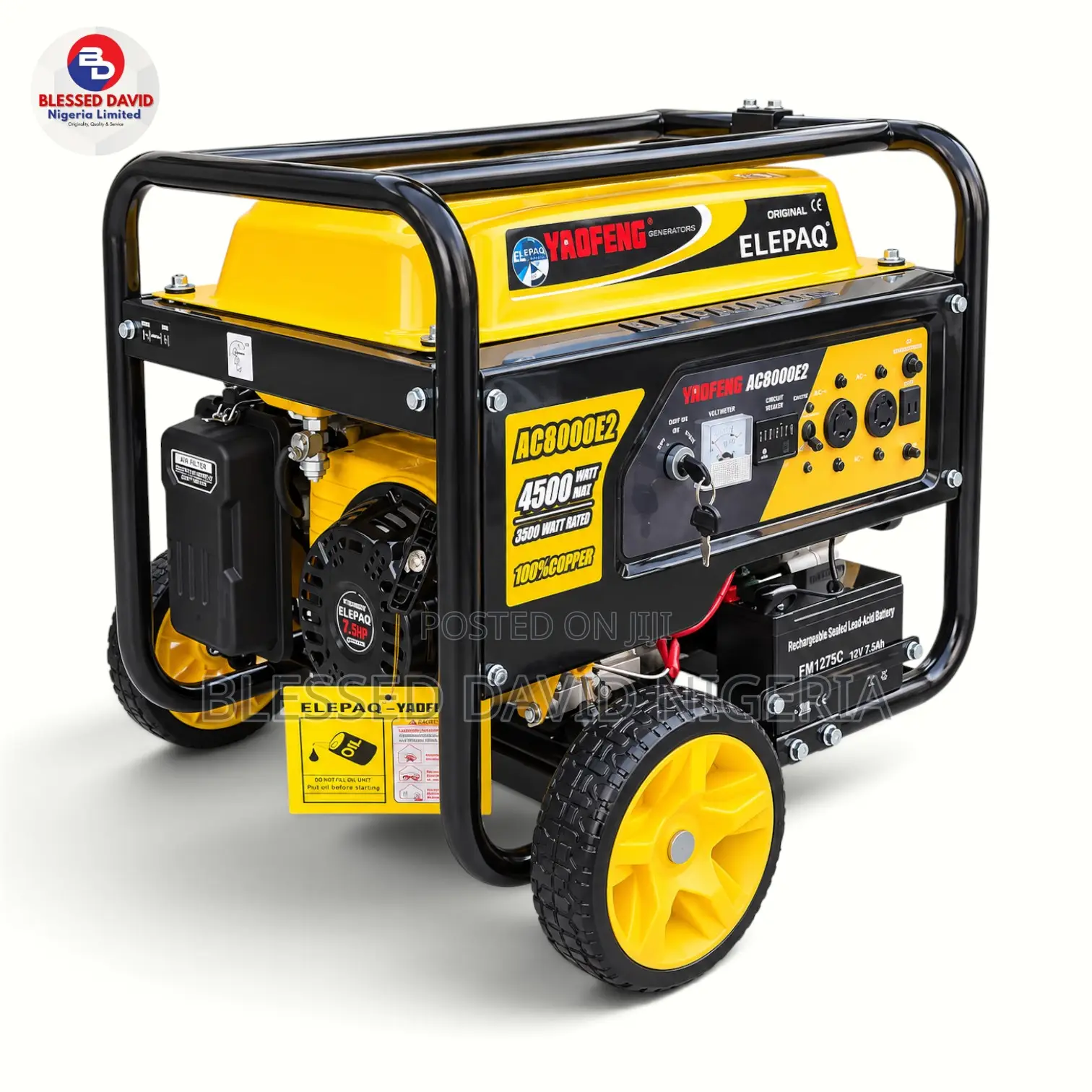 Yaofeng AC8000E2 4.3kva (3500W) Key Start Petrol Generator With Timer