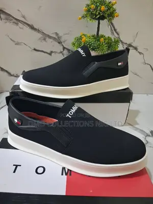 Tommy Hilfiger Men’s Black Canvas Slip-on Sneakers – Sizes 46–50