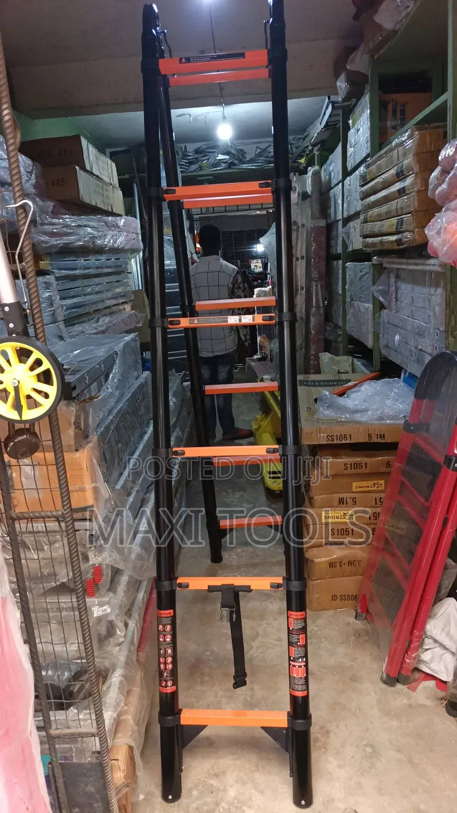 2.5m + 2.5m Carbon Steel Telescopic Ladder (Model No.: JD-S5050).12ft