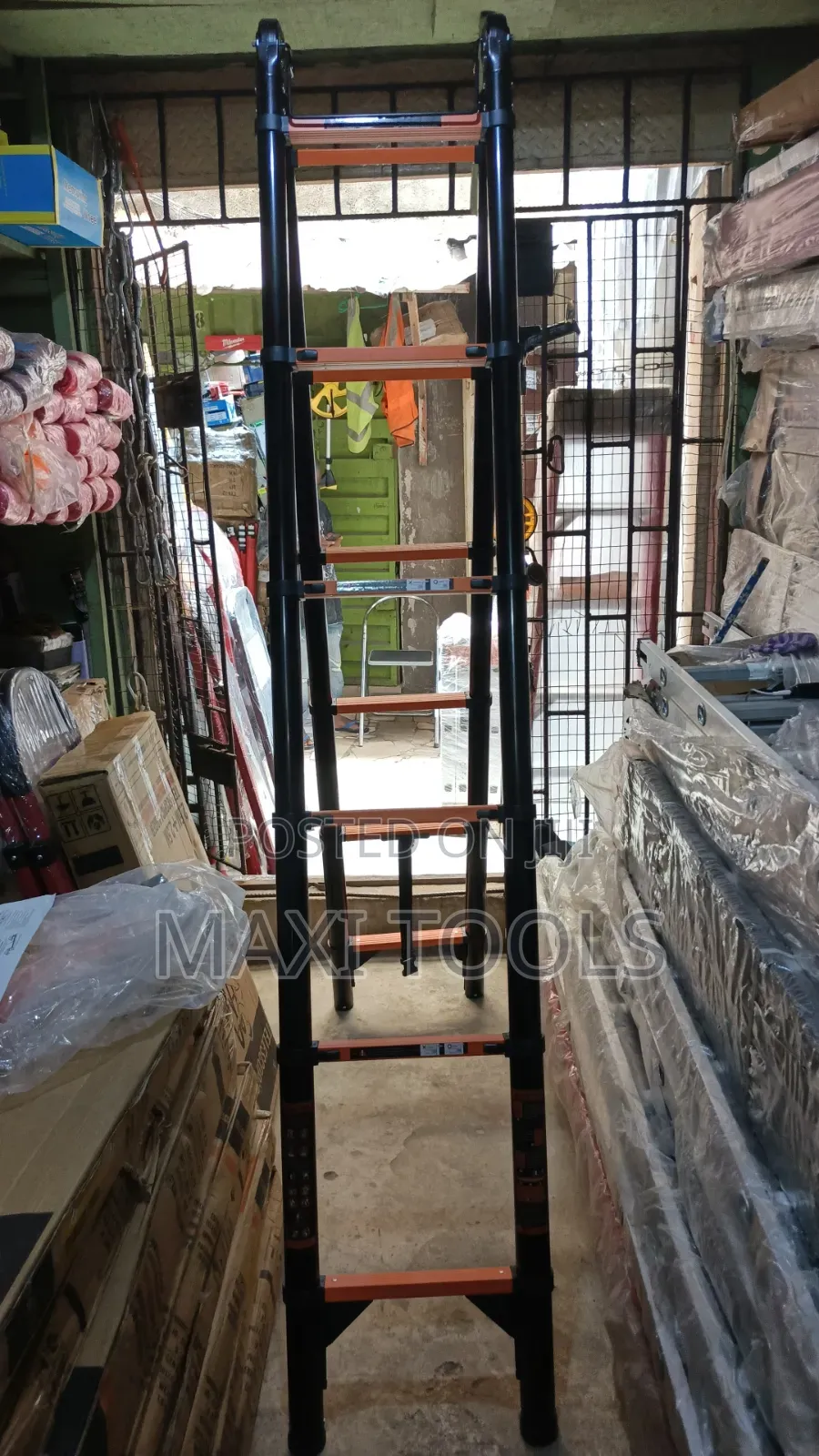 2.5m + 2.5m Carbon Steel Telescopic Ladder (Model No.: JD-S5050).12ft