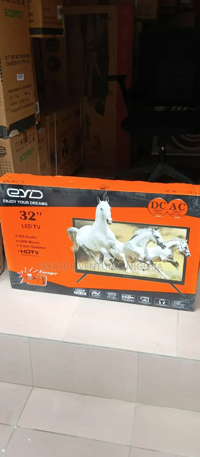 TV Dc / AC Led 32" Non Smart Full HD Eyd,with USB,HDMI,