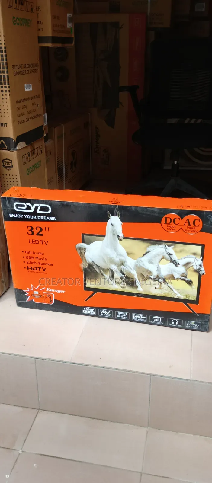 TV Dc / AC Led 32" Non Smart Full HD Eyd,with USB,HDMI,