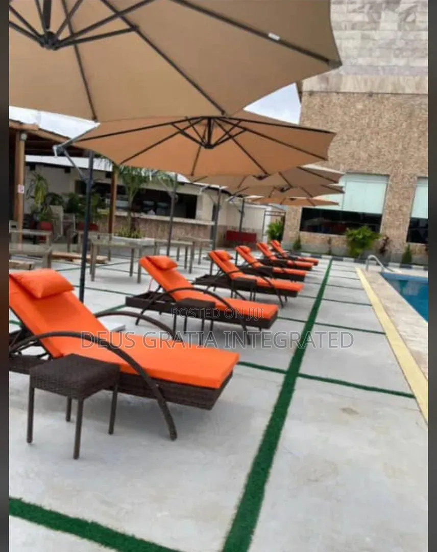 Swimming Pool Chair With Side Stool and Cushion