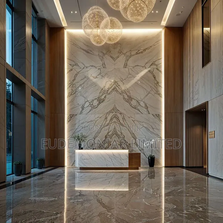 Marble Wall Covering Hospital Waiting Hall Installation Service Work