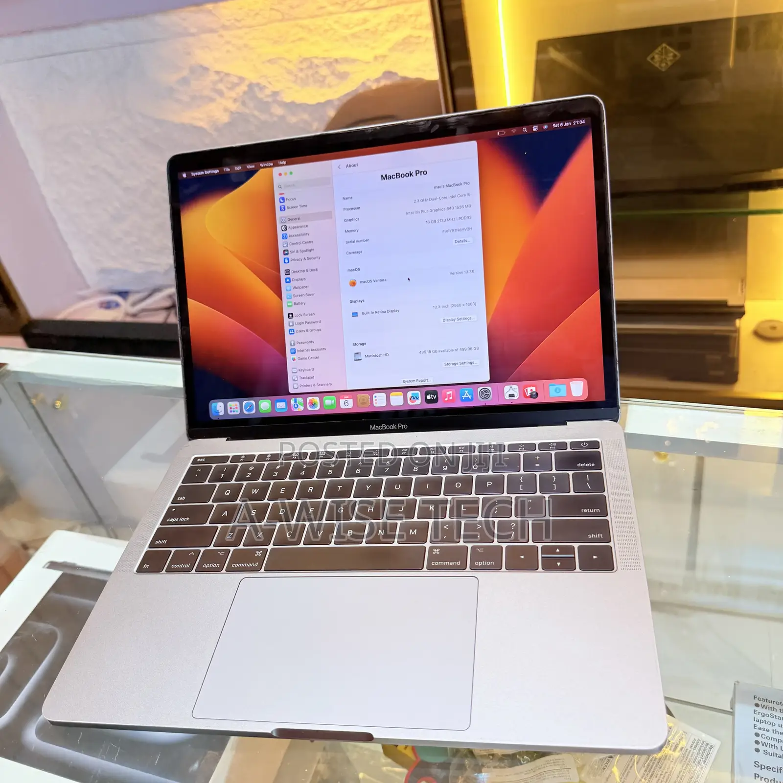 Laptop Apple MacBook Pro 2017 16GB Intel Core i5 SSD 512GB