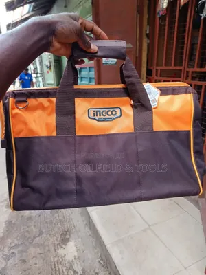 INGCO Heavy-Duty Tool Bag – Orange and Black Portable Tool Storage Bag