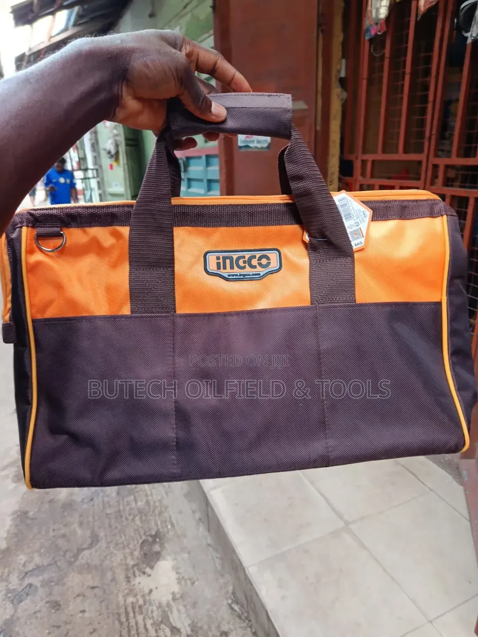 INGCO Heavy-Duty Tool Bag – Orange and Black Portable Tool Storage Bag