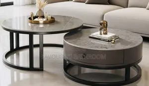 Real Marble Twin Center Table With Side Drawer
