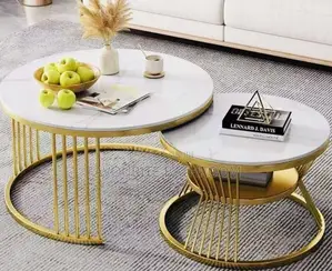 Real Marble Twin Center Table,white and Gold Leg