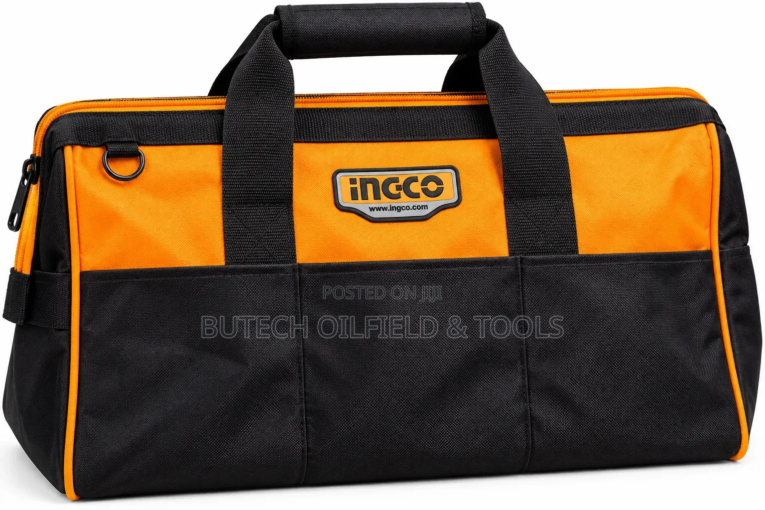 INGCO Heavy-Duty Tool Bag – Orange and Black Portable Tool Storage Bag
