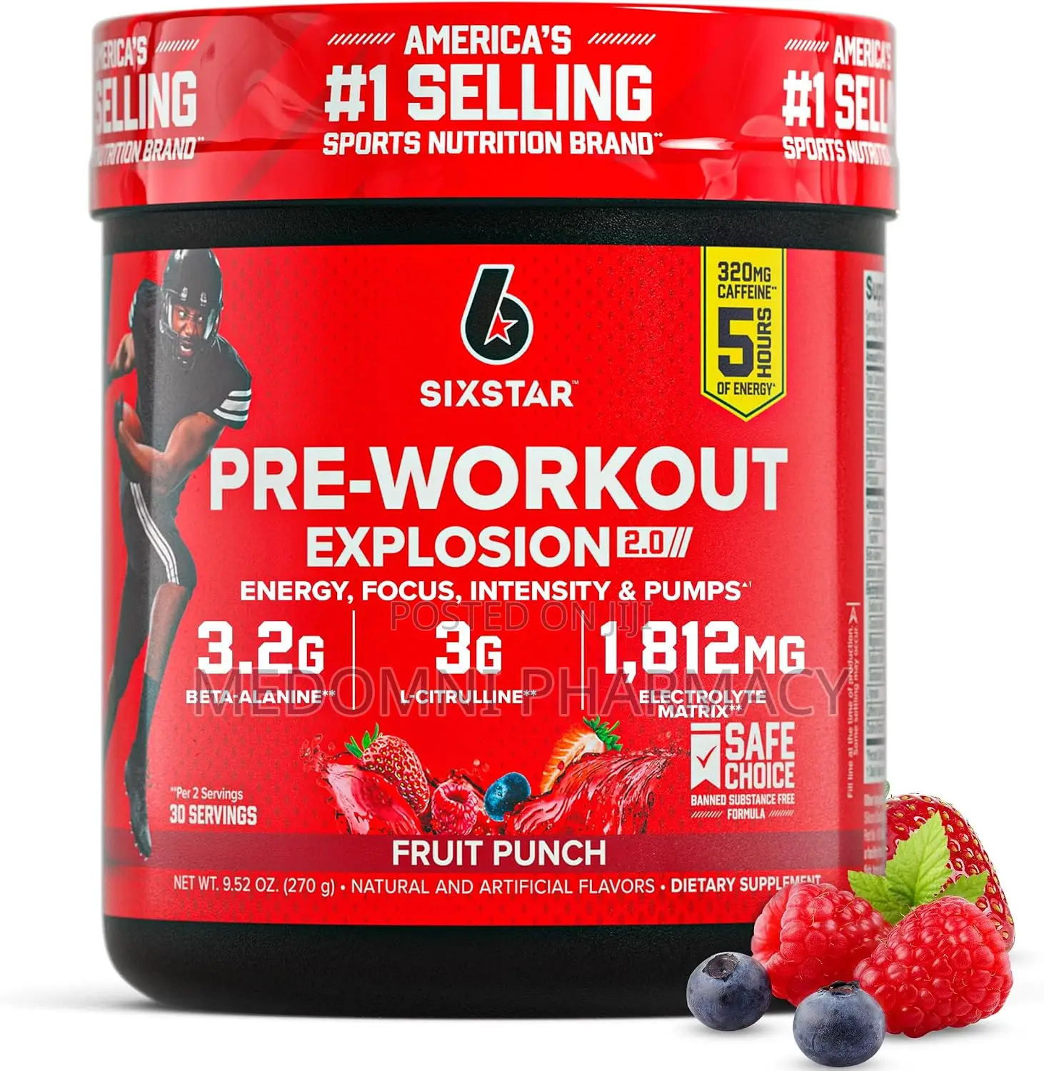 Six Star Pre-Workout Powder for Men & Women, Fruit Punch - 30 Servings