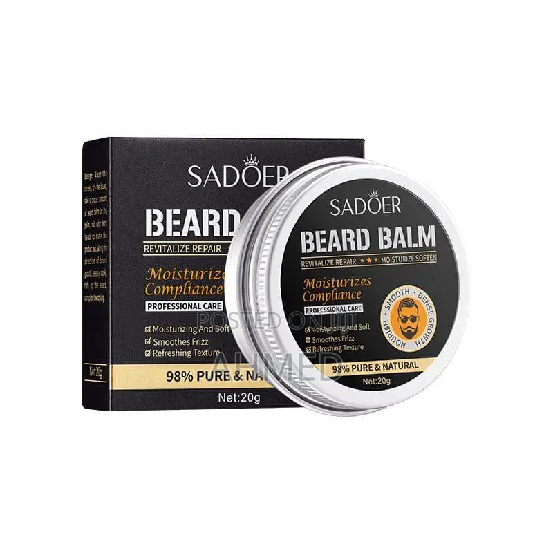 Moisturizing Soft, Beard Care Balm, Nourish & Shape, Clear, 20g