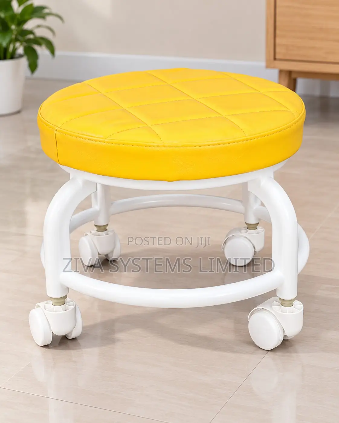 Children's Round Stool With Wheels – Comfortable Padded Kids Chair