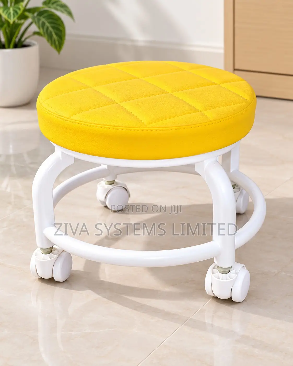 Children's Round Stool With Wheels – Comfortable Padded Kids Chair