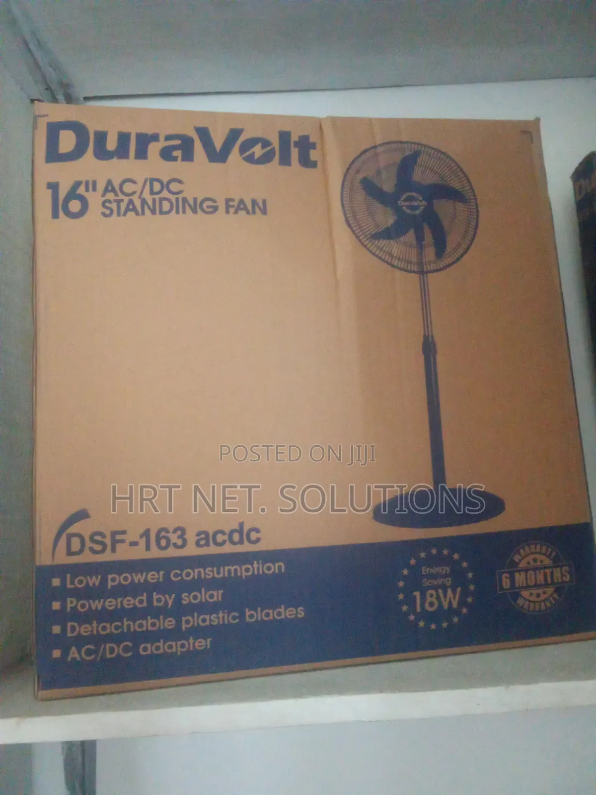 DuraVolt 16-Inch AC/DC Solar Standing Fan – 18W