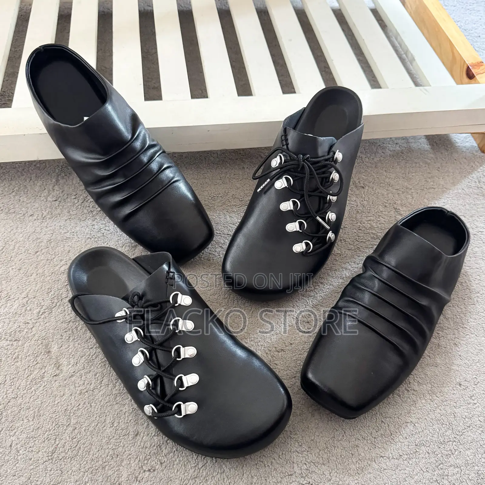 Premium Unorthodox Pleated Leather Mules